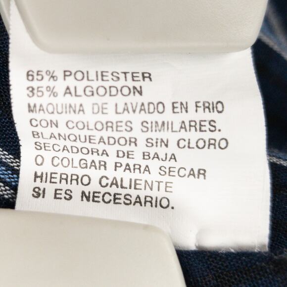 Plains Western Shirt Men's Large Long Sleeve Pearl Snaps Plaid Blue White - Picture 7 of 11